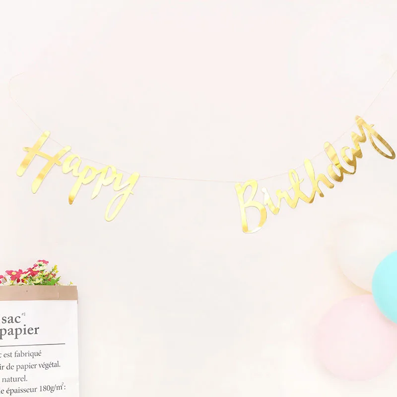 30 см* 3 м блесток буквенные баннеры счастливого дня рождения Вымпел DIY вечерние украшения для детской комнаты персональный декор праздничные принадлежности - Цвет: Small Gold