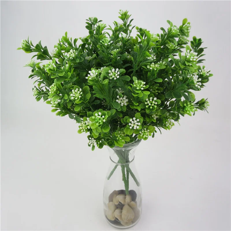 Домашний цветок для украшения сада композиция искусственный букет пластик 7 ветвей листва трава поддельные зеленые растения Свадебный Искусственный лист