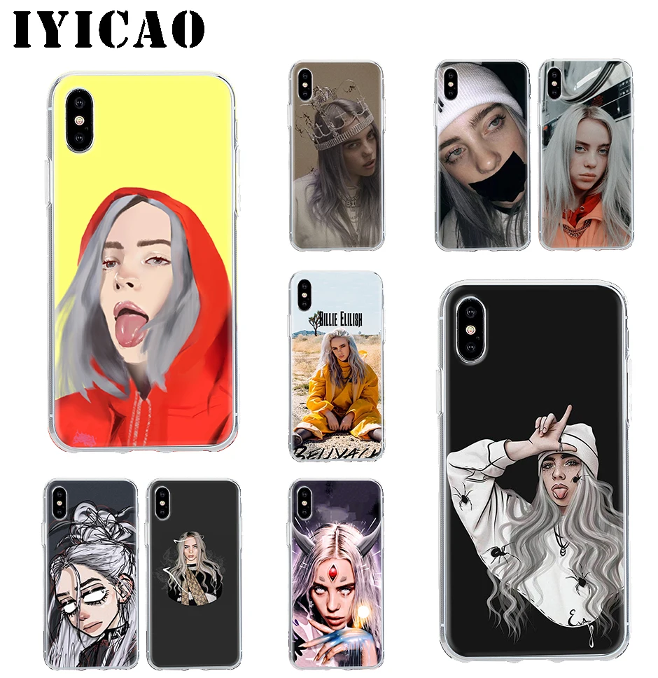 

IYICAO Billie Eilish 13 Girl Black Hard Case Cover Shell for iPhone 4 4s 5 5s Se 6 7 7plus 8 8Plus X XS MAX XR 6s Plus