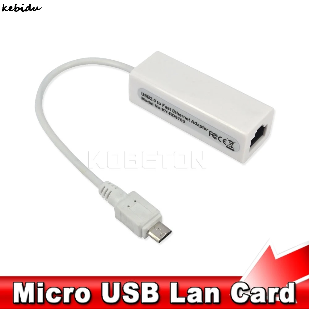 

Kebidu Micro USB 2.0 Male Ethernet 5-Pin 10/100Mbps RJ45 Network Lan Adapter Card For Android PC Laptop Tablets For Windows