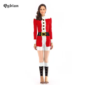 

Qybian red Santa Claus Costume Cosplay Cuddle Team Christmas Jumpsuit Costumes For Women Plus Size Bodysuit