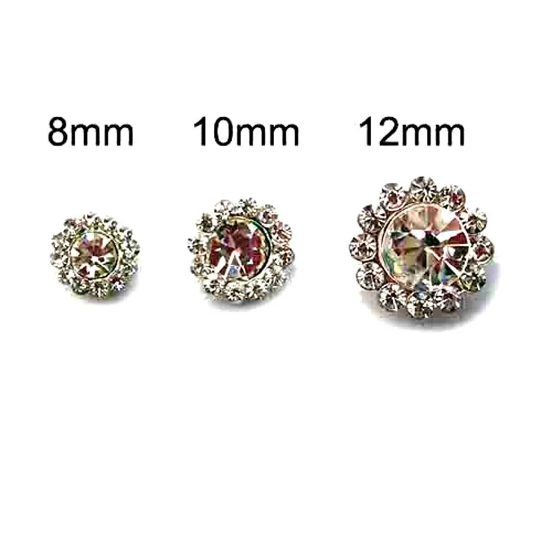 

wholesale copper metal crystals flower flatback button DIY ornament accessories 30pcs lot new 3sizes