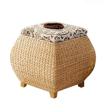 

straw storage shoe bench with cover storage stool finishing storage box wearing shoes footrest sofa square stool
