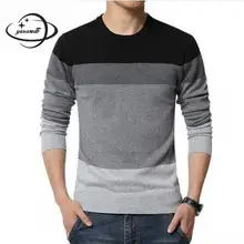 Yauamdb мужские свитера зима осень размер M-3XL вязаный мужской с круглым вырезом Полосатый Slim Fit пуловеры мода Повседневная Трикотаж y41