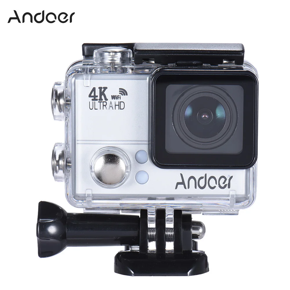 Andoer AN4000 4K камера 16MP WiFi Экшн-камера 1080P " ЖК-экран Широкоугольный объектив Поддержка медленной фотосъемки с дистанционным управлением - Цвет: Серебристый