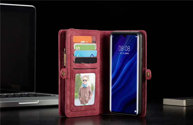 С двумя молниями кошелек чехол для huawei P30 Pro Чехол несколько отделений для карт кожаный чехол для huawei P30 Pro P30Pro VOG-L09 VOG-L29 крышка