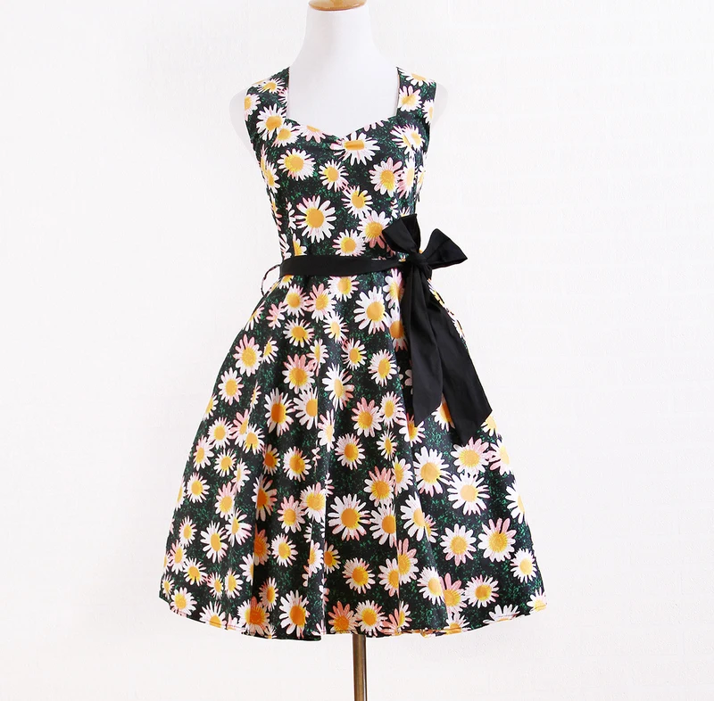 Free Shipping Stores Online Women's Cute Sexy Yellow Print Designer Boutique USA Sizes Rockabilly Dresses for Wedding Party