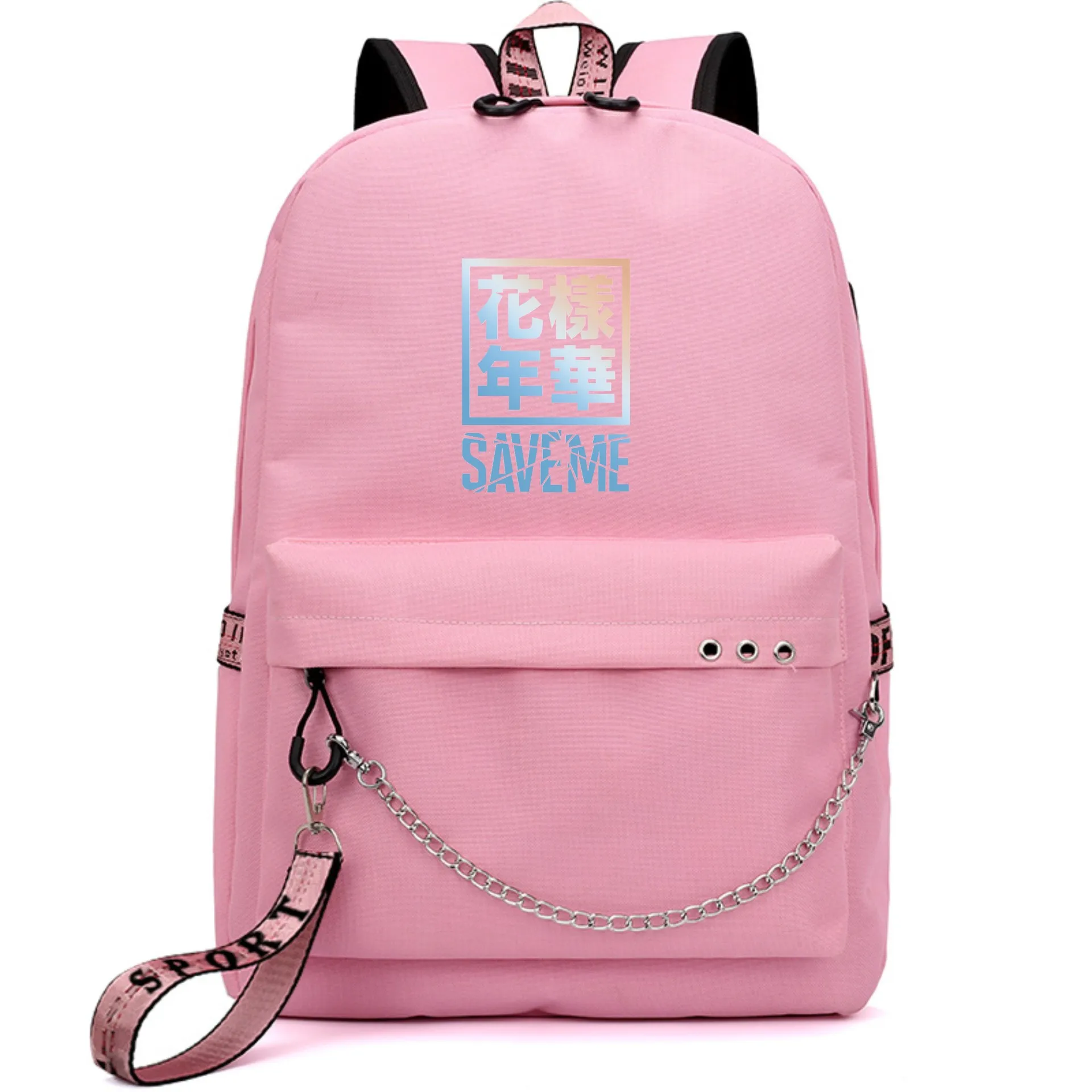 

kpop new jimin jungkook suga Young forever saveme member name canvas backpack K-pop Large capacity USB charging school bag