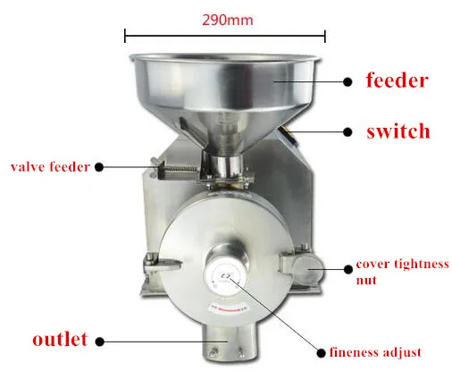 Миндаля измельчитель, мельница 304 мельница для перца из нержавеющей стали 40 кг/ч какао-порошок мельница с высоким качеством