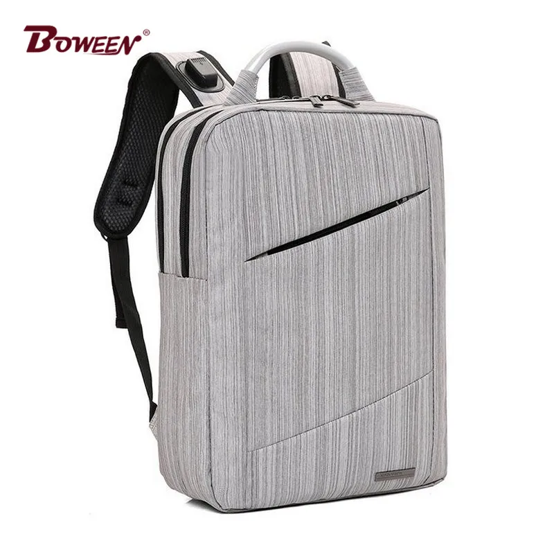 

USB charging Laptop backpack men gray Waterproof Notebook back pack school bag for teenagers bagpack women nylon