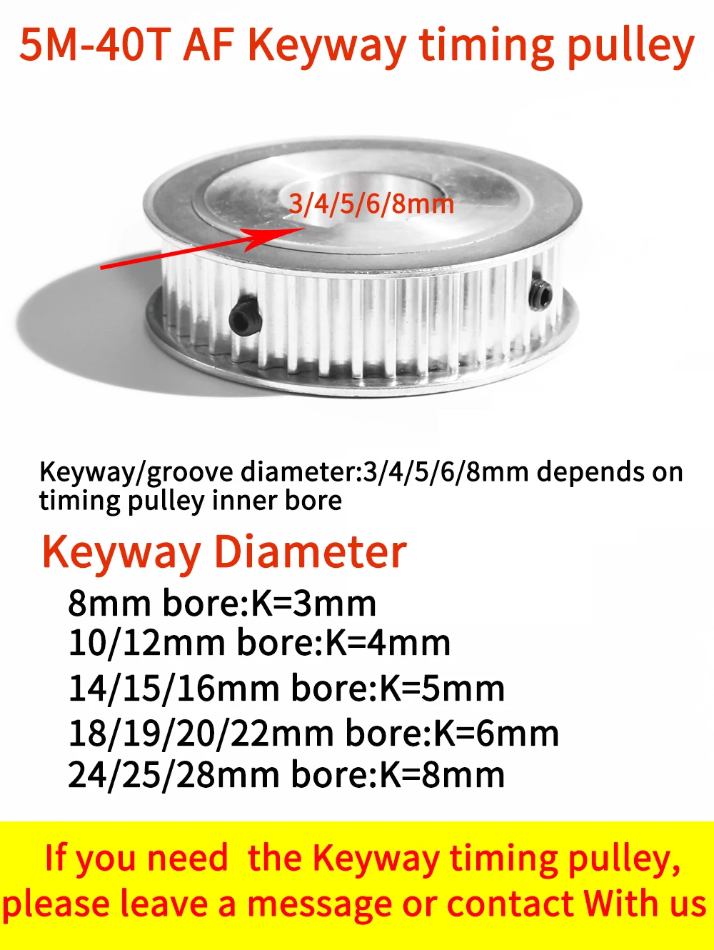 Polia de distribuição síncrona htd5m, 40 dentes