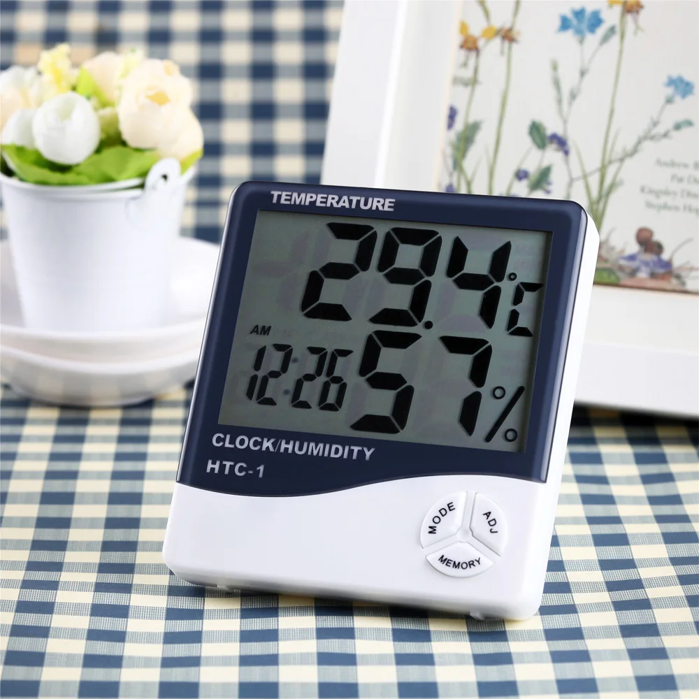

Digital LCD Electronic Ambient Thermometer Humidity Meter Hygrometer Weather Station Aquarium Bathroom Indoor With Alarm Clock