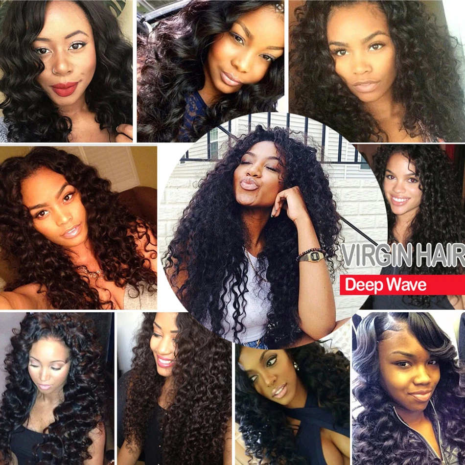 Shireen Brazilian Deep Wave Hair 3 Bundles Brizillian Hair Tissage Bresilienne Remy Human Hair Extensions Natural Color Shireen Brazilian Deep Wave Hair 3 Bundles Brizillian Hair Tissage Bresilienne Remy Human Hair Extensions Natural Color