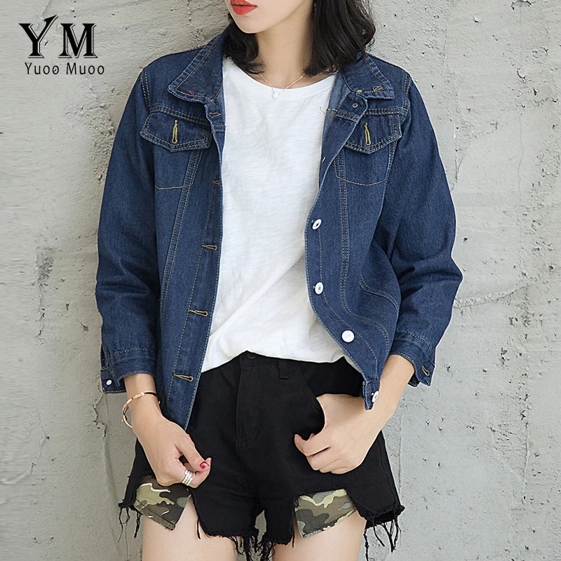 

YuooMuoo 2019 Jeans Jacket Women Korean Style Streetwear Fashion Casual Denim Jacket Coat Women Windbreaker Loose Denim Coat