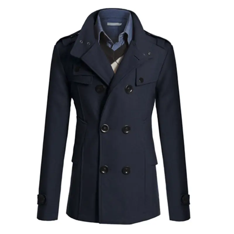Мужской двубортный длинный плащ, зимняя теплая верхняя одежда, куртка, пальто