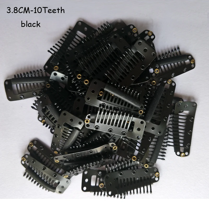 100pcs/lot 3.8cm 10 Teeth Hair Extensions ToolsWig Silicone Snap Clips for machine wefted