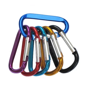 

Camping Carabiner Snap Spring Clips Buckle Hook Keychain EDC Survival Kits D-shape Quickdraw Safety Hook 5pcs