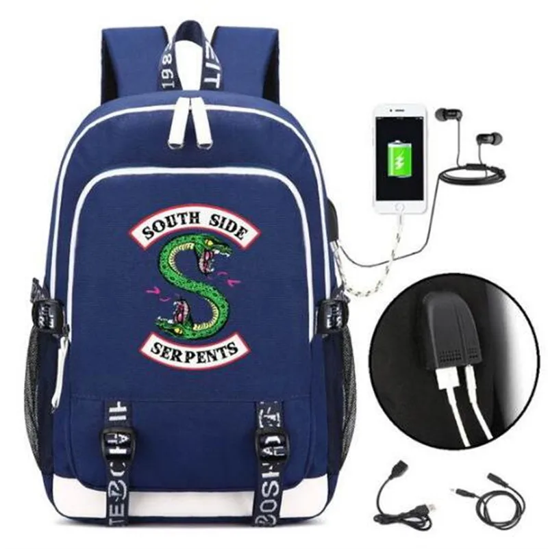 Ривердейл южная сторона Serpents RHS R рюкзак, сумка w/USB модный порт/замок/наушники дорожная школьная сумка - Цвет: Style 2