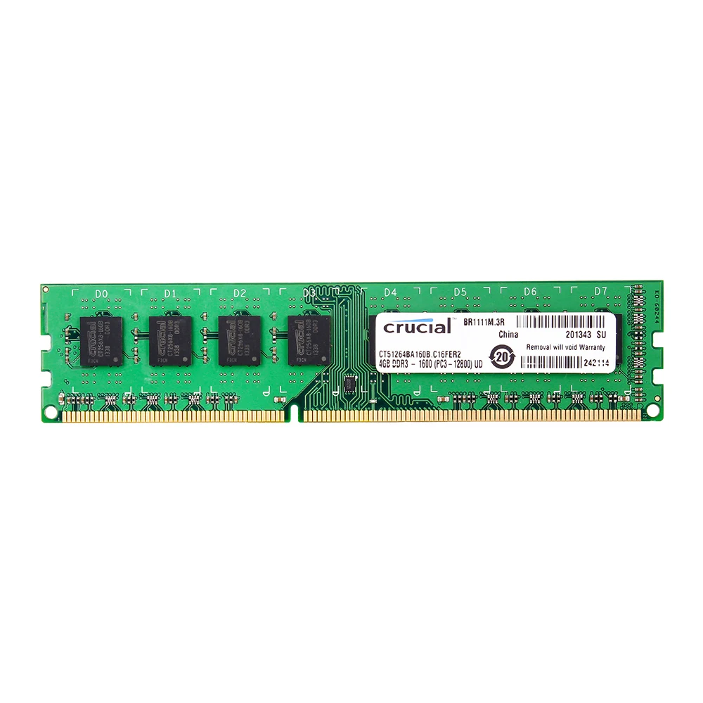 Модуль памяти Crucial DDR3 4 Гб 1600 МГц 2x4 (8 ГБ) 240 контактный DIMM Настольный модуль