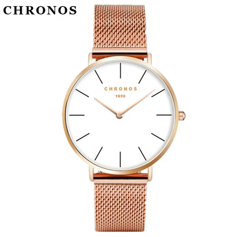 CHRONOS Watch Men Women Rose Gold Silver Casual Quartz-Watch Leather Watch Hodinky Relogio Masculino Relojes Mujer Montre Femme CHRONOS Watch Men Women Rose Gold Silver Casual Quartz-Watch Leather Watch Hodinky Relogio Masculino Relojes Mujer Montre Femme