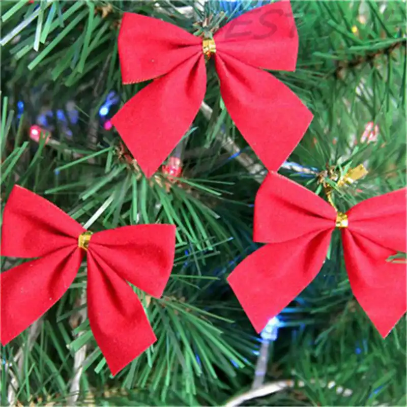 12X Christmas Tree Bow Decoration Baubles XMAS Party Garden Bows Ornament 、Pop