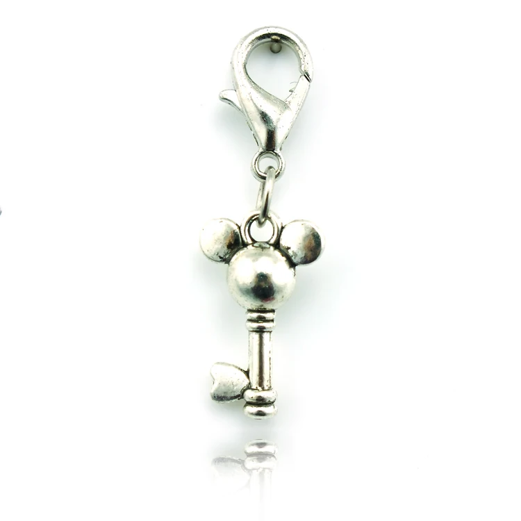 

JINGLANG Fashion Ancient Silver Plated Min Keys Charms Lobster Clasp DIY Jewelry Findings Free Shipping