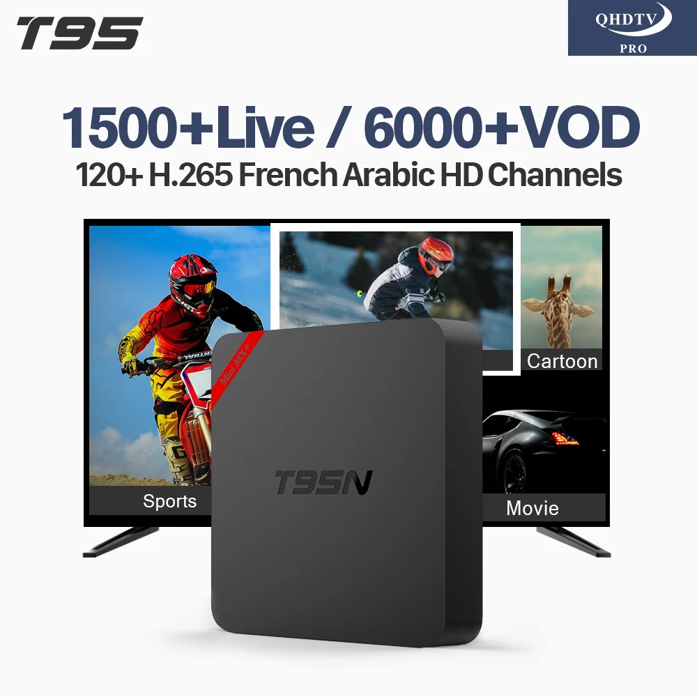 

T95N H.265 Decoder Channels France Arabic IPTV Box Android Set Top Box Amlogic S905X IPTV QHDTV Pro Lebanon India Algeria IP TV