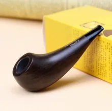 Cadeau Ensemble Pipe 3mm Filtre Ébène Tabac à Pipe En Bois 9.8 cm Mini Pipe En Bois Pipe Fumée Fumer HW-900J