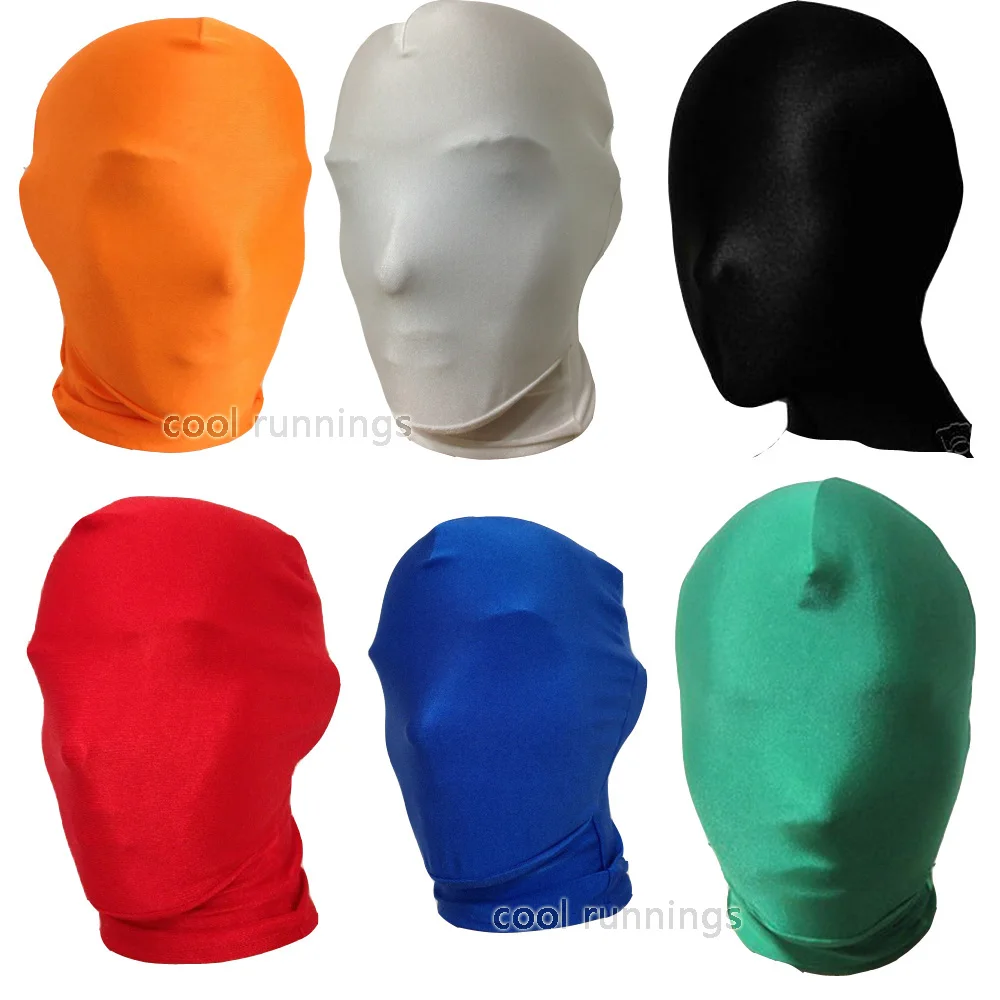 Spandex Zentai Costume Halloween Party Mask Hood Faceless No Face Full Head Hood