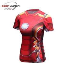 Compression Shirt Iron Man 3D Printed T-shirts Women Slim Short Sleeve Captain America Cosplay Costume For Ladies Tops Female