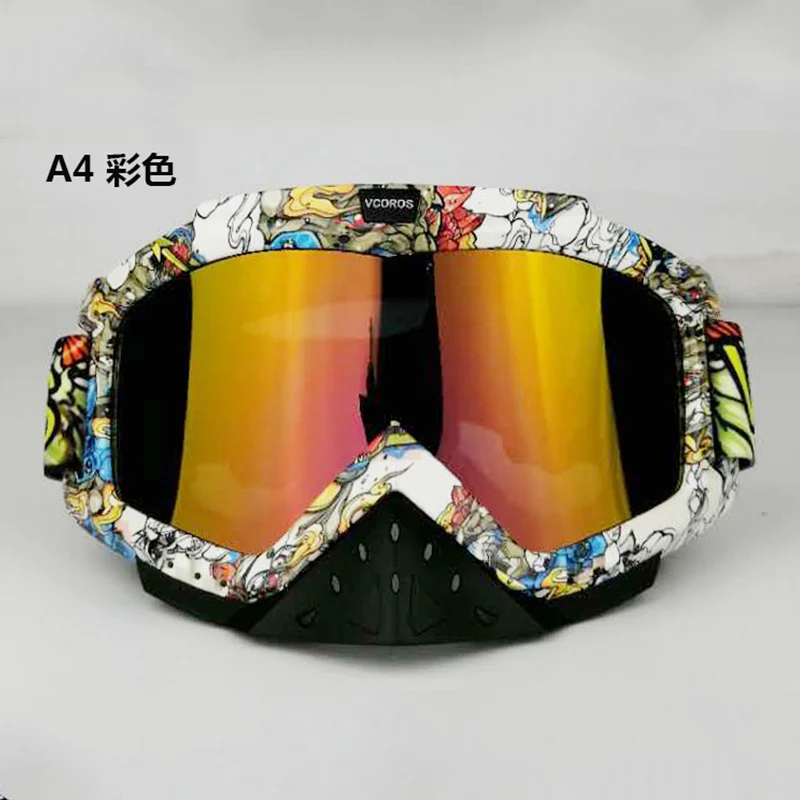VCOROS внедорожный мотоцикл шлем ATV для мотокросса МХ, гоночная защита от ветра при катании на лыжах Солнцезащитные очки для езды на велосипеде по бездорожью и склонам спортивные солнцезащитные очки - Цвет: A4 colorful