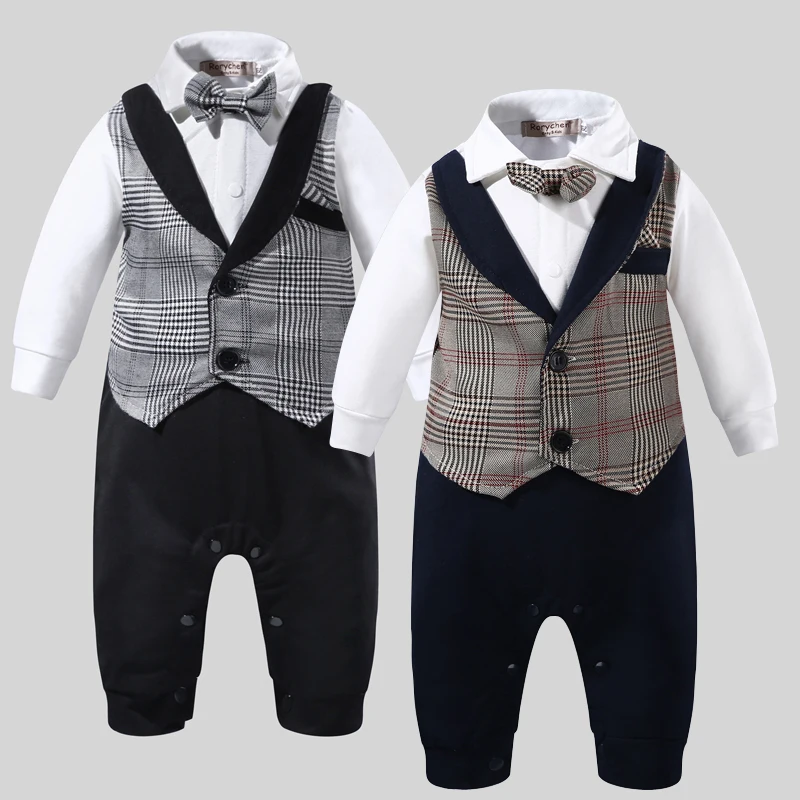 4-24 м Одежда для новорожденных мальчиков красивый джентльмен комплект одежды для младенцев галстук-бабочка костюм детский комбинезон