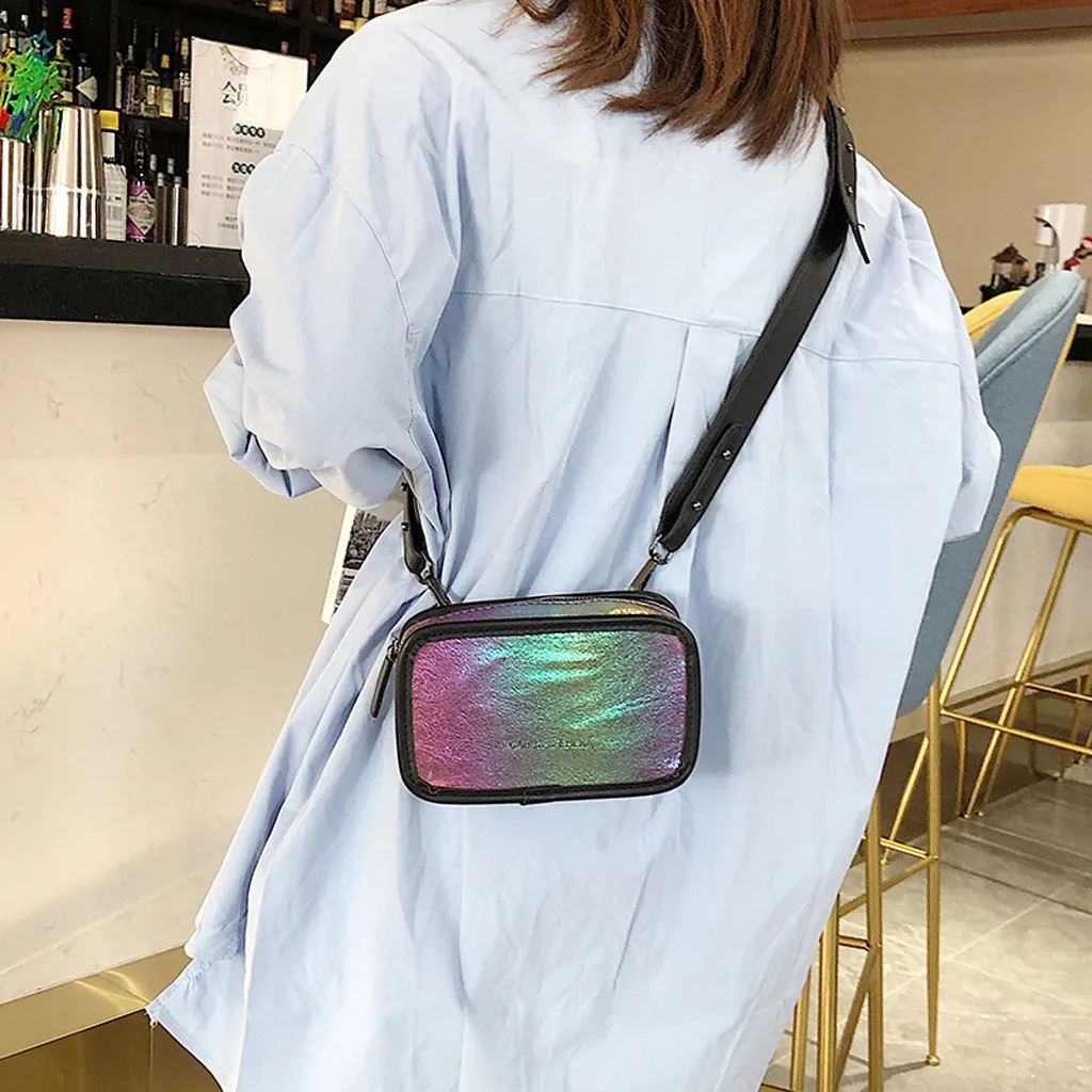 

MUQGEW women's bags Reflection Handbags Colorful Fashion Radiation Sport Shoulder Waist Chest Slung Pocket Single Rivet Bag NEW