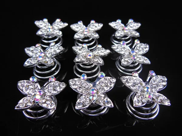 

30 Pcs Butterfly Bridal Wedding Prom Crystal Rhinestone Twists Spins Hair Pins SP-66