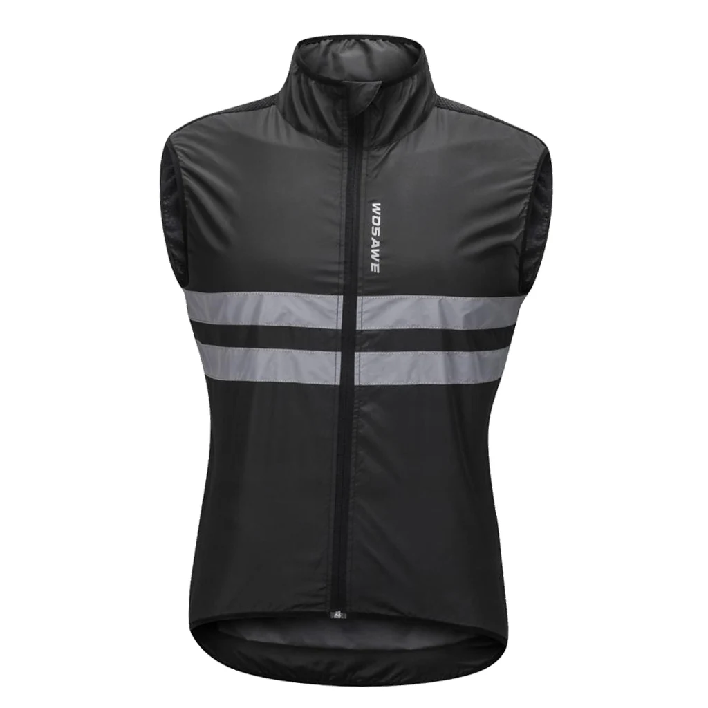 Reflective Safety Sleeveless Vest Windproof for Night Cycling MTB Road Mountain Bike Riding Running Hiking Fishing M-XXXL