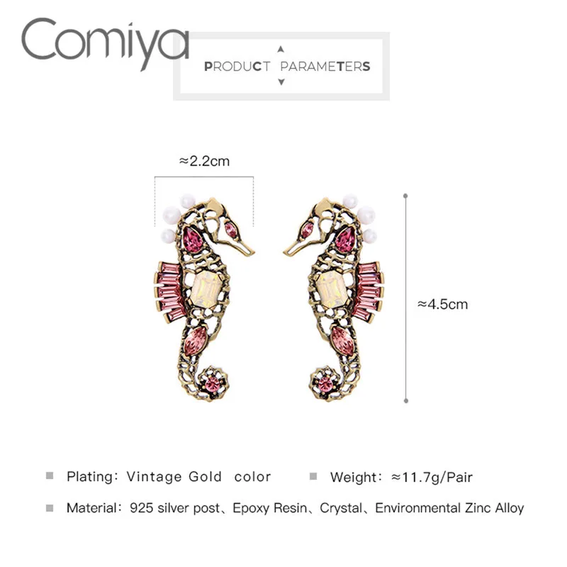 Женские серьги-гвоздики Comiya, цинковый сплав, морская лошадь, животные, амулеты, полимерные серьги, корейская мода, Boucles d'oreuilles Femmes CC