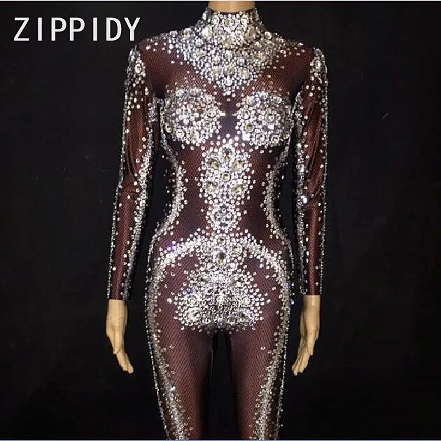 silver rhinestone jumpsuit