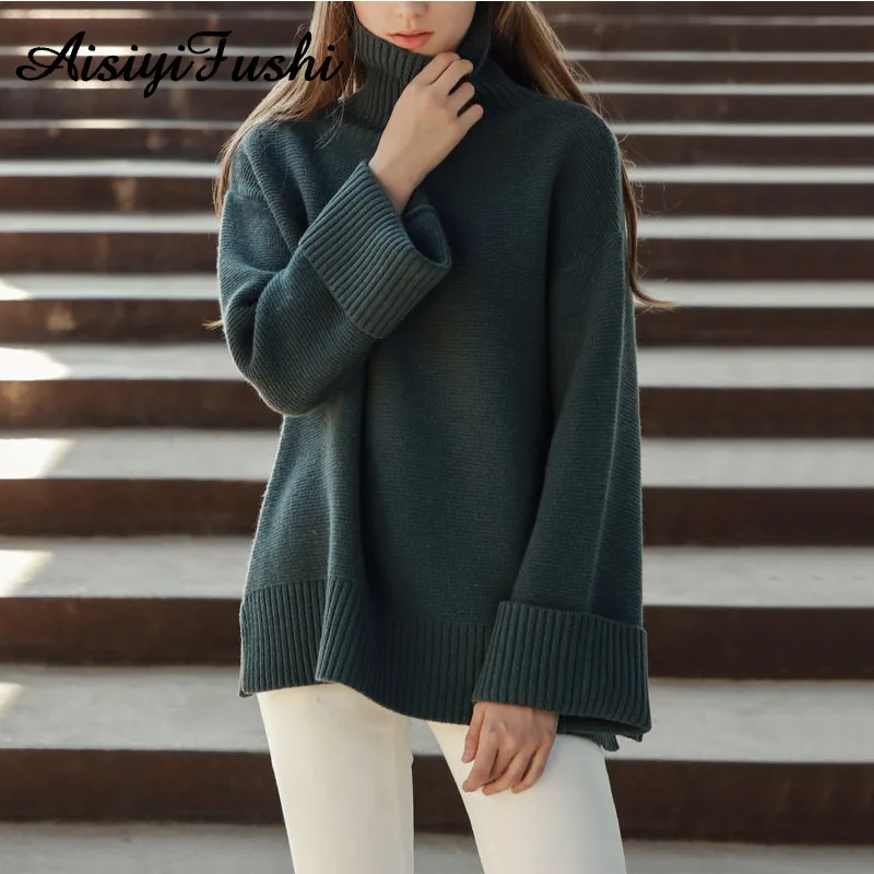 Koop Vrouwen Coltrui Voor Vrouwen Harajuku Gebreide Oversized Truien Vrouwelijke Womens Winter Jumper Warm Vintage Baggy Trui
