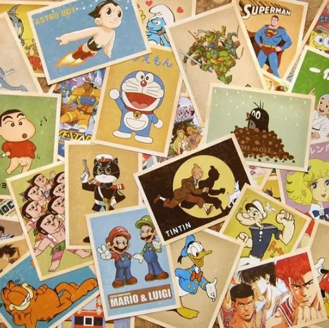 

32 pcs/set Comic Greeting Cards Collector Retro Nostalgia Postcards Cartoon card 10x14cm Carte Postale Office School Supplies