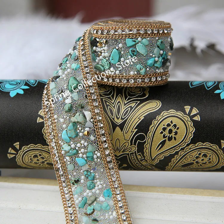 

Green pine color free shipping 3.5*50cm/lot Rhinestone chain Cake Ribbon Trimming Wedding Decoration for sewing accessories