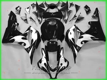 Peça de plástico da motocicleta para honda kit carenagem cbr 600rr 07 08 cbr600rr 2007 - 2008 (chama de prata preta) carenagens ll97