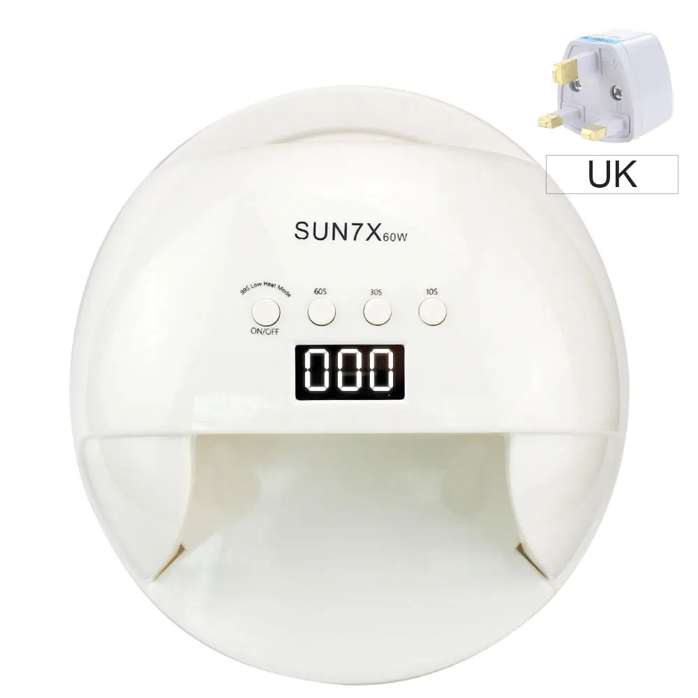 Sun7X Pro Uf лампа УФ светодиодный светильник для ногтей Max60W для маникюра отверждающий лак гель лак для ногтей с ЖК-дисплеем 30 светодиодный s Сушилка для ногтей - Цвет: UK PLUG