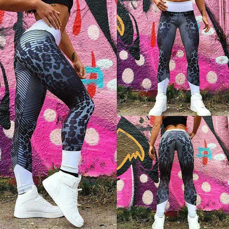 

European And American Style Sexy Hip Gym Running Spot Print Gym Running Sweatpants Workout Leggings