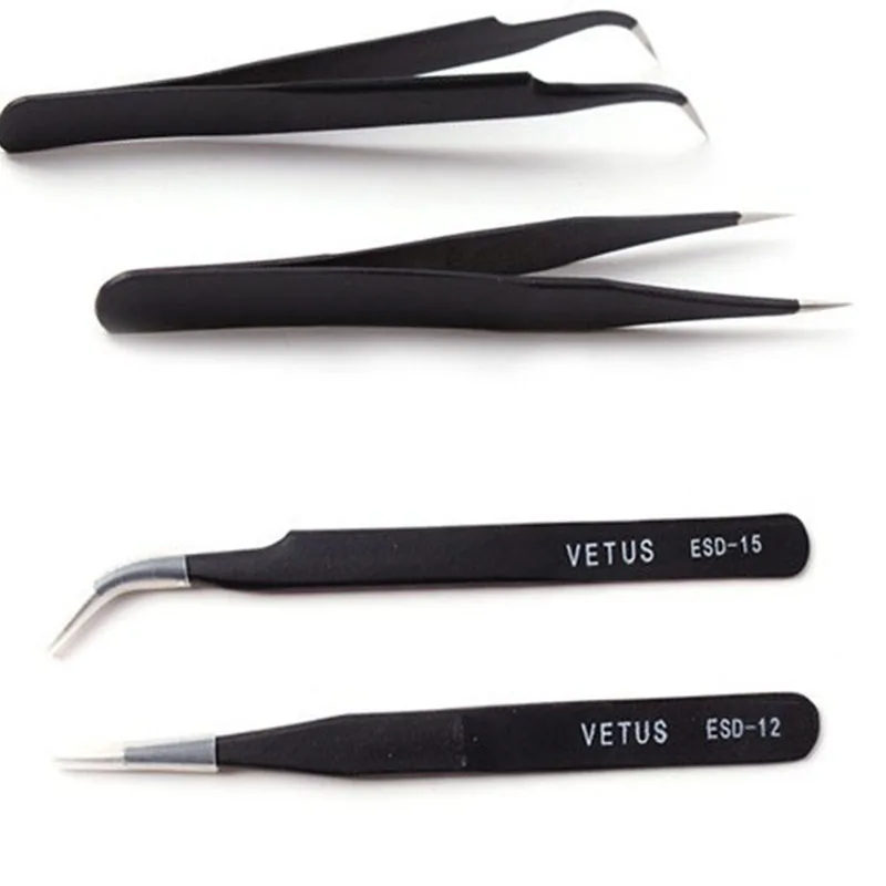 

30pcs Black VETUS straight tweezer for eyelash extension application Makeup Tools Curve Tweezers