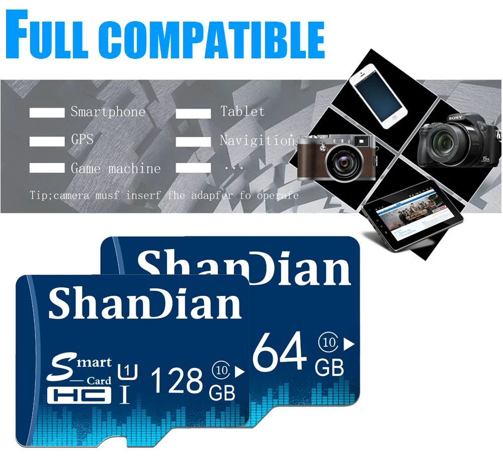 ShanDian новая карта micro sd 32 Гб 64 Гб 128 Гб класс 10 microsd TF карта 16 ГБ 8 ГБ TF карта памяти внешний диск для камера смартфона