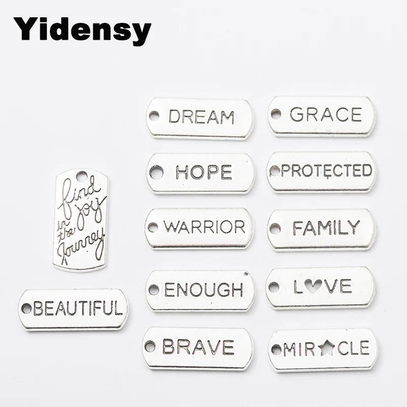 Yidensy 12 шт. слова буквы подвеска надежная мечта любовь подвески металлические