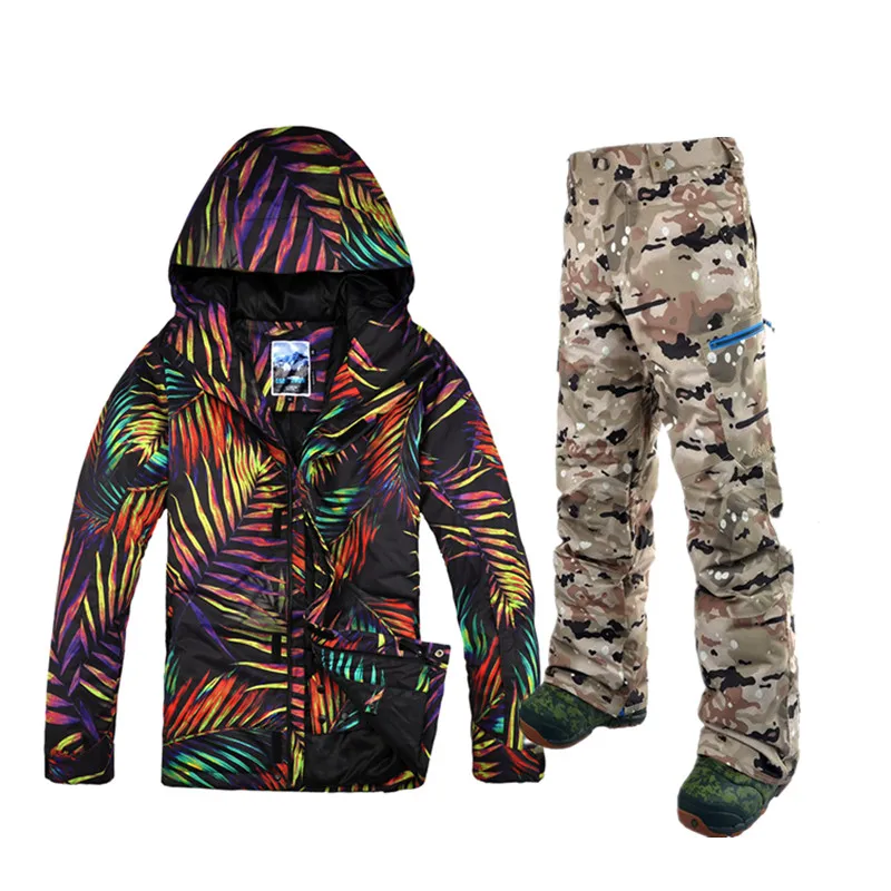 Gsou nieve camuflaje chaquetas de snowboard traje de esquí establece hombres chaqueta esqui hombre Veste ski ropa Mountain esquí