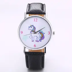 Модные милые мультфильм студент Простой Досуг часы с единорогом для мужчин бизнес часы стиль женщин Наручные Кварцевые Relogio masculino
