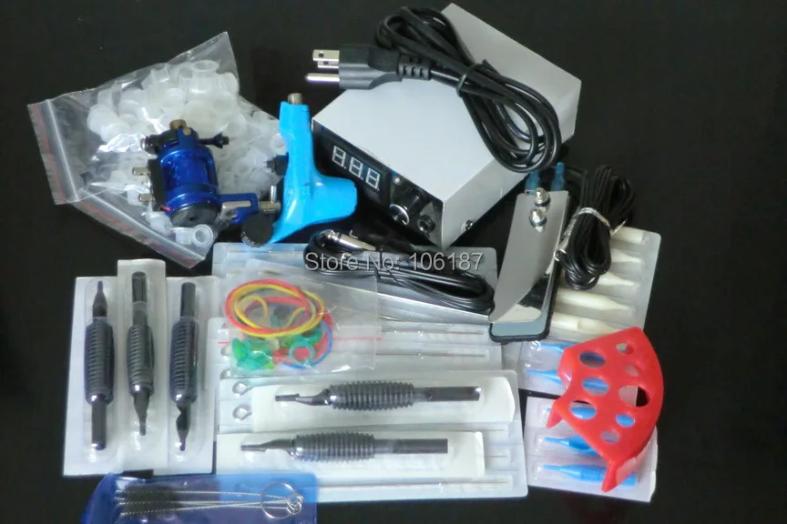 

Professional Tattoo Kit 2 Pro Rotary Tattoo Machine Gun Power Supply Needles Grip Tip ink Cup For Tattoo Kit Beginner