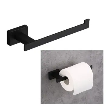 

Stainless Steel Paper Holder Kitchen Tissue Hanging Bathroom Toilet Roll Paper Organizer Towel Rack (Black)